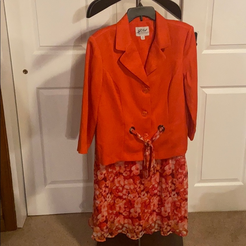 GSA Red /Flowers 2PC Skirt Suit 16